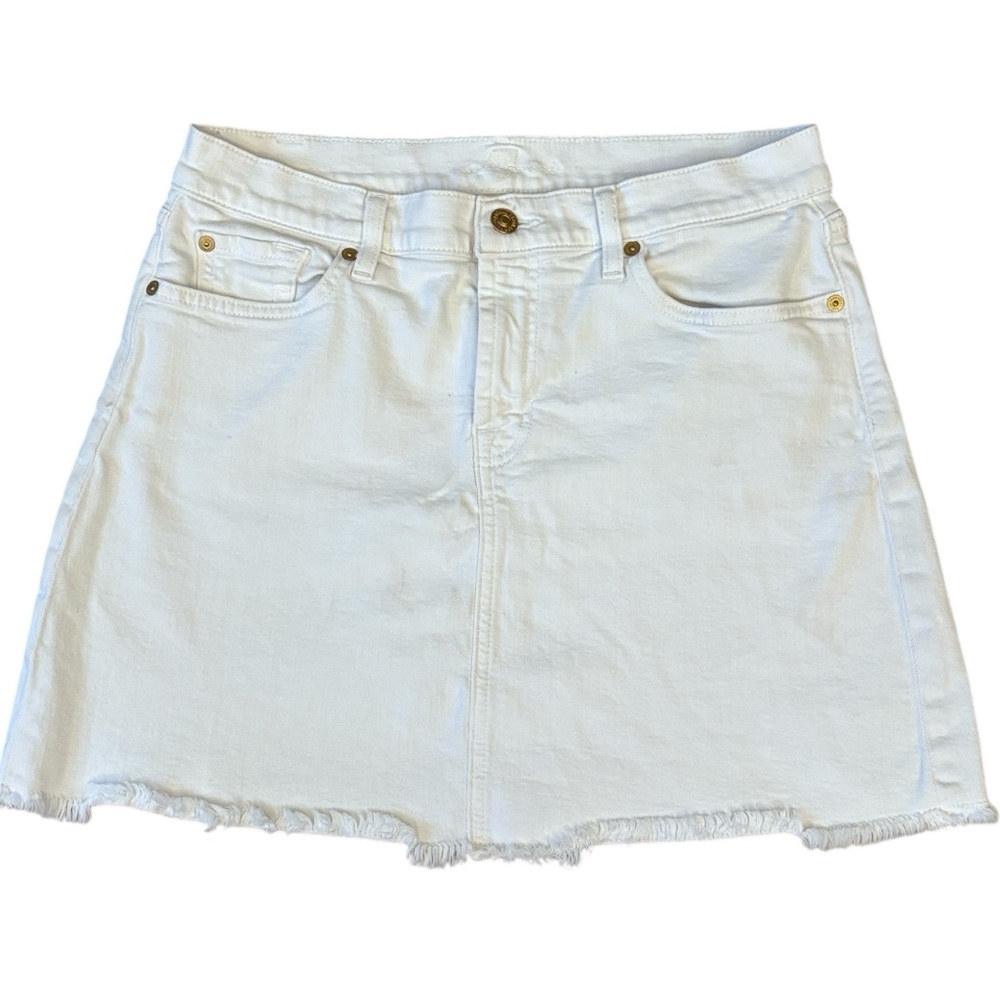 7 For‎ All Mankind White Denim Jean Cut Off  Mini Skirt Size 29